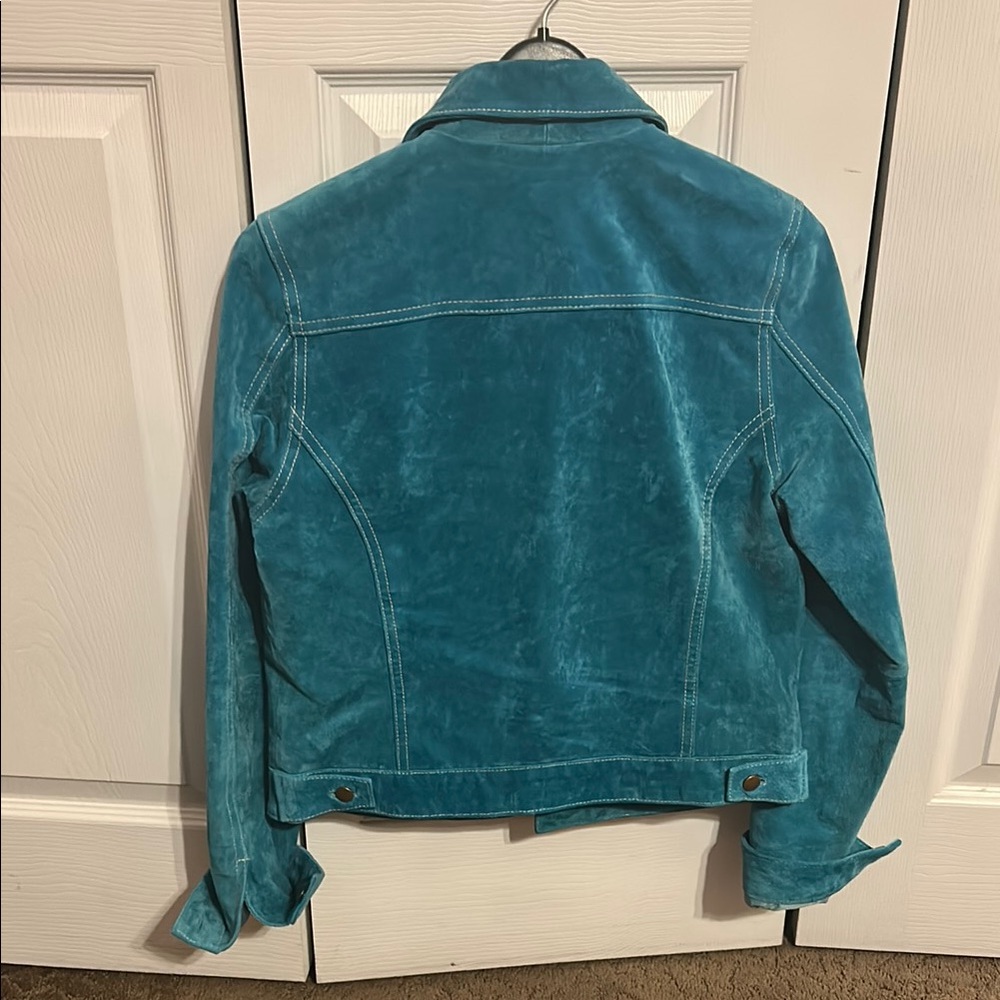 Scully Teal Suede Leather Jacket - Picture 3 of 3
